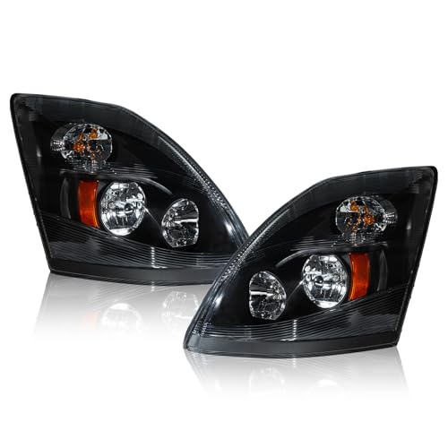EVERESTHD Pair Performance Headlights Fit for Volvo VNL 2004-2018 Included All Bulbs Driver and Passenger Side 12V