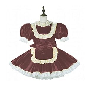 YYCHER Meid Pvc Afsluitbare Cosplay Jurk Uniform Kostuum Op maat gemaakte Sexy Leuke Meid Dress Cosplay Anime Uniform Temptation Sissy Suit 7XL (Kleur: Donkerrood, Maat: XS)