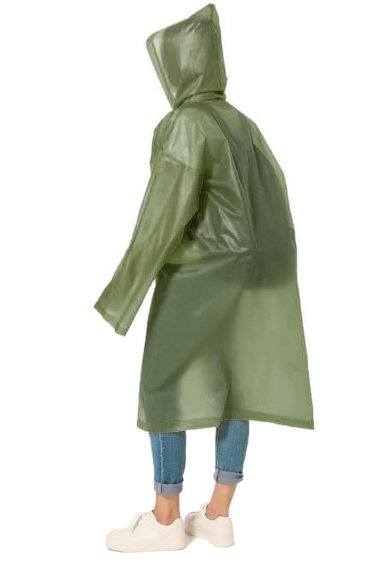 Image of OKARA EVA Waterproof Rain Coat Hooded Outdoor Water Resistant Suit Portable Men and Women