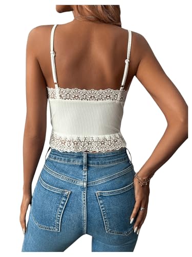 SweatyRocks Women's Lace Camisole Going Out Top Tie Front Sleeveless Fitted Crop Tops2