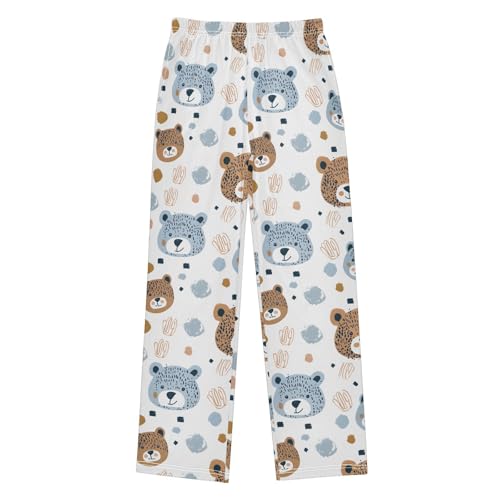 ALAZA Bear Pajamas Bottoms with Pockets Comfy Pjs Sleepwear Elastic Waistband Pajamas Pants Lounge Pants for 6-14 Years