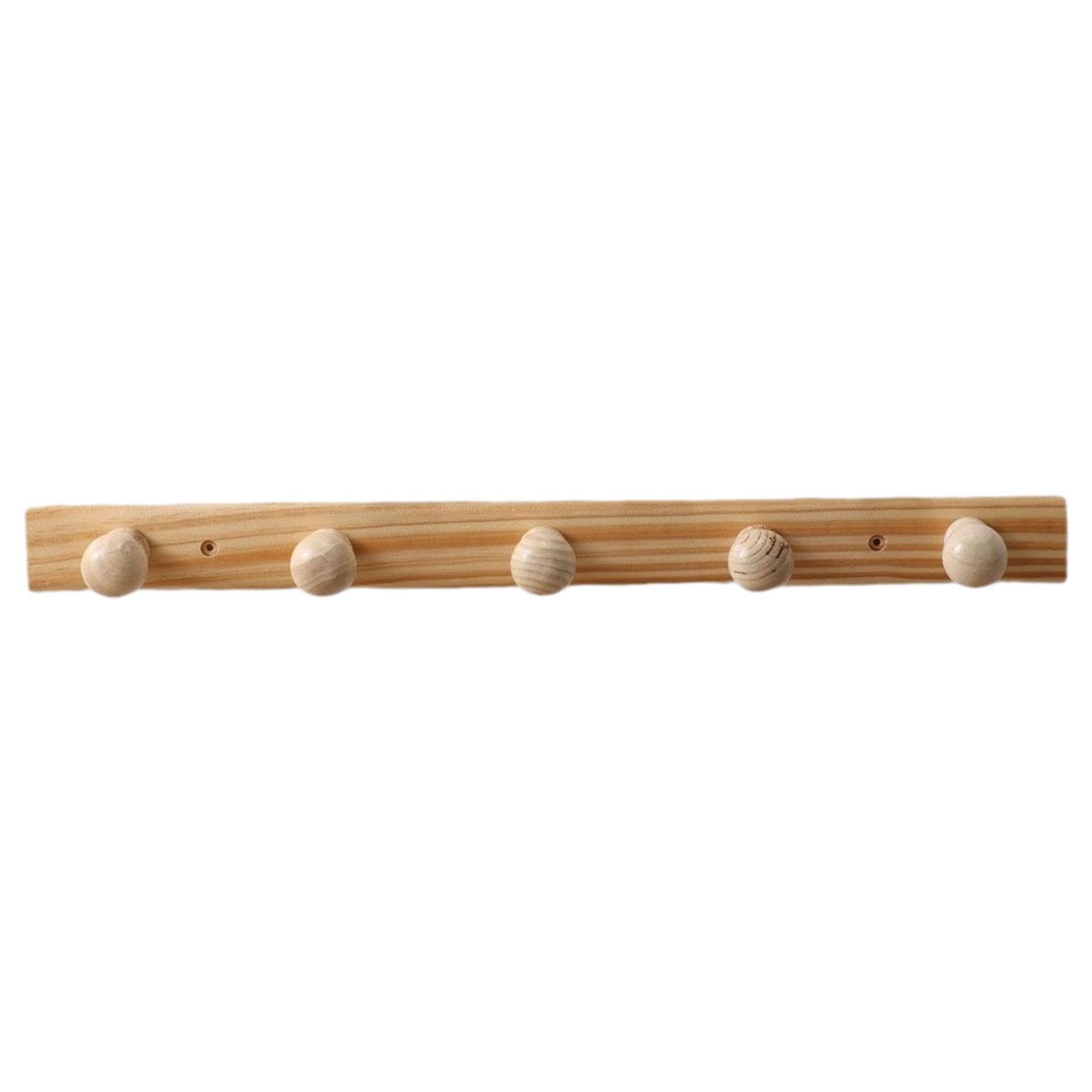 Pixzcsa Wood Color Rustic Wooden Coat Hooks Wall Mount Heavy Duty For Coats Hats Towel Bags Scarves In Entryway Bathroom Living Room Coat Hooks Wall Mount Door Hanger Rack, 5