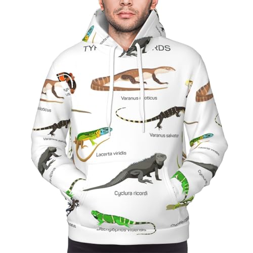 Pull à capuche homme imprimé lézard idéal pour le style décontracté