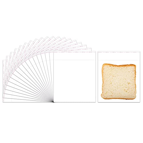 Doutop Square Clear Cellophane Bags 100pcs 6x6 Self Self-Sealing Adhesive Bags 2mil OPP Poly Bags for Jewelry Earrings Candies B