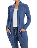 GRACE KARIN Women's Casual 2024 Fall Outfit Long Sleeve Cardigan Sweater Pockets Demin Blue M