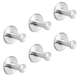 Heavy Duty Adhesive Metal Hooks for Hanging Hats, Garage Tools, Shower Accessories - Set of 6 Storage Hangers for Closet Entryway Organization, Wall Mount Peg Coat Rack, Bathroom Towel Holder (Chrome)