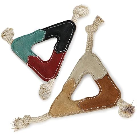PAWPOURRI Triangle Shape Natural Suede Leather Chew Toy for Medium to Large Dogs, Leather Dog Toys (Pack of 2) Cover