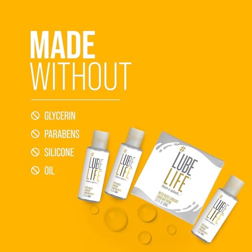 Image of LUBELIFE Water-Based Lube - Personal Lubricant for Men, Women & Couples, Travel Size, Non-Staining, Easy Clean-Up, Toy-Safe, 3 x 2 Fl Oz