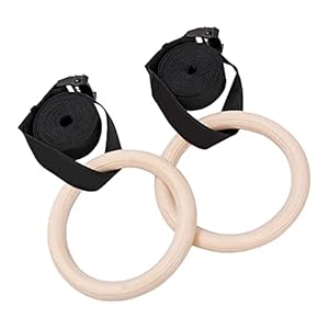 BESPORTBLE 1 Set Houten Gymnastiek Ringen Verstelbare Cam Gesp Oefening Fitness Ringen voor Core Workout Lichaamsgewicht…