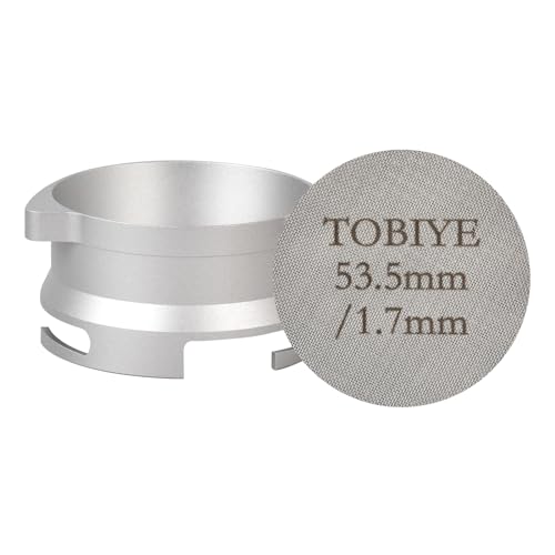 Tobiye 54mm Espresso Dosing Funnel Puck Screen Set, Hands-Free Espresso Accessories, Aluminum Alloy Coffee Dosing Ring & 53.5mm/1.7mm Puck Screen Compatible with Breville
