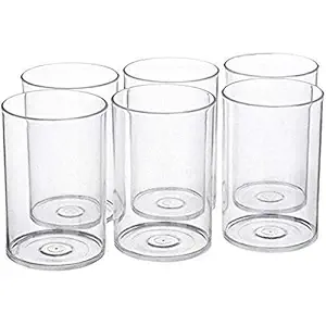 ISKO Crystal Cut Borosilicate Crystal Clear Water Glasses - 280 ml Set of 6 Juice Glass | Heat Resistant/Microwave Safe/Dish Washer