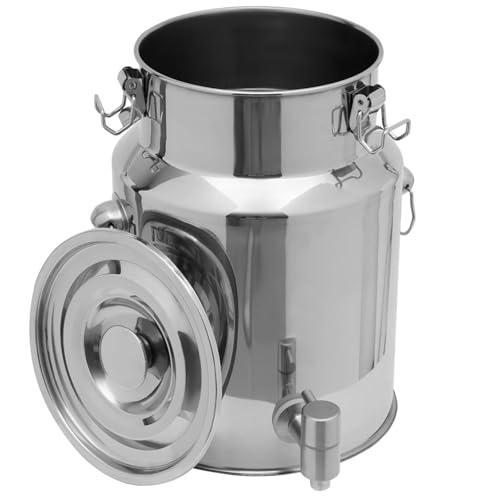 201 Bidon Alimentaire 5l-88l INOX,Pot À Lait INOX avec Couvercle Wine Pail Bucket Tote Jug Oil Barrel Tank for Home & Farm Liquid Container JJP,withfaucet-5L