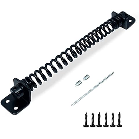 Gate Spring Closer for Wooden Gate Automatic Door Closer with Black Powder Coating Weather Resistant, Ideal for Outdoor Usage Door Closer Black -10" (250mm) Cover