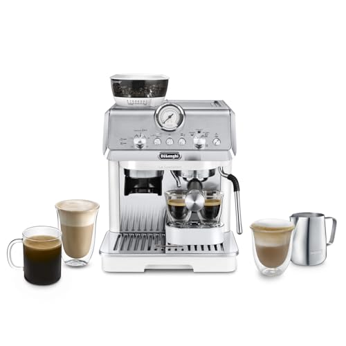 De'Longhi La Specialista Arte EC9155.W skärmhållare, espressomaskin med kvarn, 8 slipgrader, 15 bar, 3 temperaturer, mjölkskummunstycke, 1300 W, 1,5 l tank, vit inkl. barista-kit