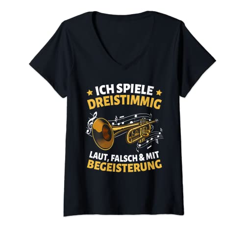 Mujer Trompeta divertida frase trompeta Bigband Trompeter Camiseta Cuello V