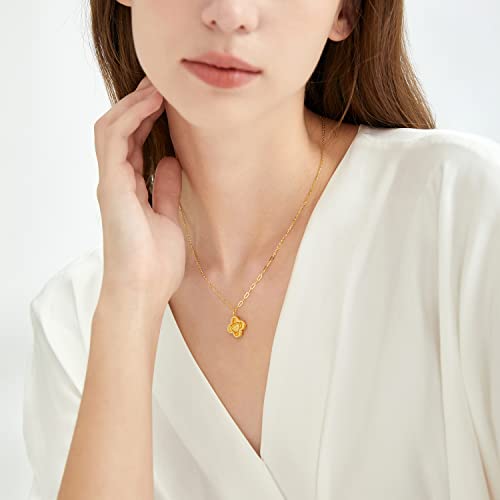 CHOW SANG SANG 999 24K Solid Gold Essence Dazzling Four-Leafs Clover Necklace for Women 93442N 47cm Price-by-Weight 4.86g Gold3