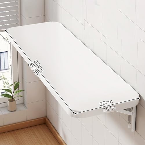 Wall Mounted Folding Workbench - Space-Saving Floating Table with Durable Iron Frame Ideal for Study Kitchen Bar Balcony - Easy Installation Supports Laptops & Books