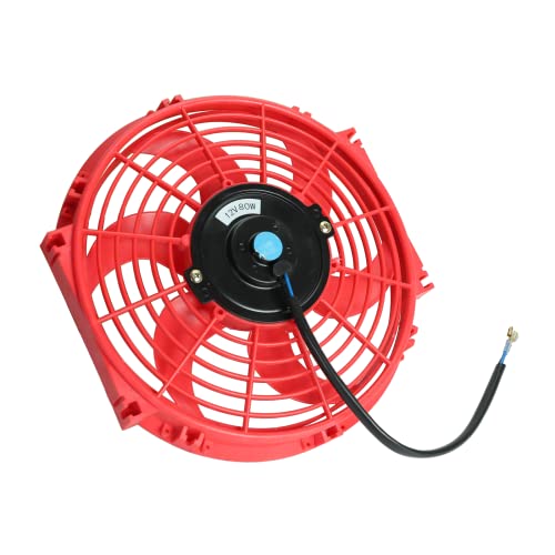2Pcs 10 Inch Slim Fan Push Pull Electric Radiator Cooling 12V 80W Mount Universal Kit Red #TOP5