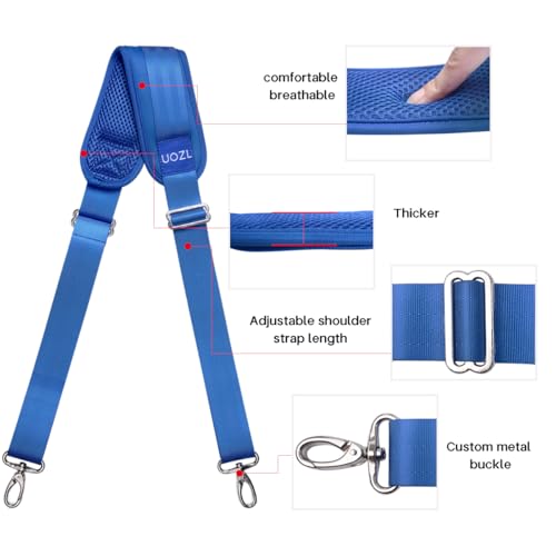 Image of 59 Inch Shoulder Straps, Soft with Ultra-Thick Fixed Shoulder Pad, Two Way Independently Adjustable Buckle Replacement Straps for Laptop Bag Messenger Bag Tool Bag Luggage,Blue