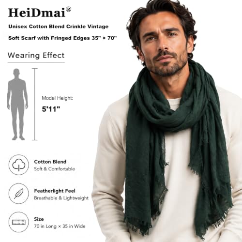 Image of Lightweight Cotton Blend Scarf for Women Men | Large,Breathable,Thin,Soft,Crinkle Scarf,Hijab Head Wrap,NeckScarf,Everyday,Travel Scarf,Summer Dress Scarves Holiday Gift