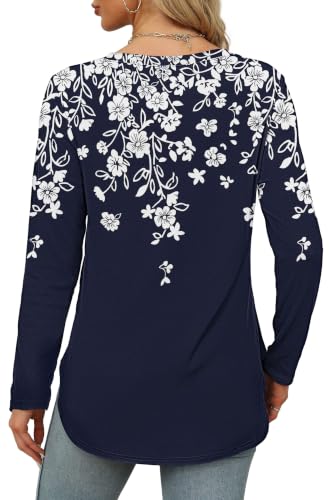 Image of XIEERDUO Womens Long Sleeve Round Neck Shirts Side Split Basic Loose Tunic Tops Casual 2026