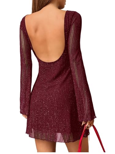 Milumia Women's Sparkly Mesh Long Sleeve Short Dress Backless Glitter Mini Dresses Burgundy X-Small : Clothing, Shoes & Jewelry - Amazon.com Milumia Women's Sparkly Mesh Long Sleeve Short Dress Backless Glitter Mini Dresses Burgundy X-Small : Clothing, Shoes & Jewelry - Amazon.com