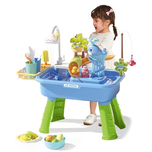 Table à eau électrique pour enfants, évier de jeu éducatif à eau courante et robinet