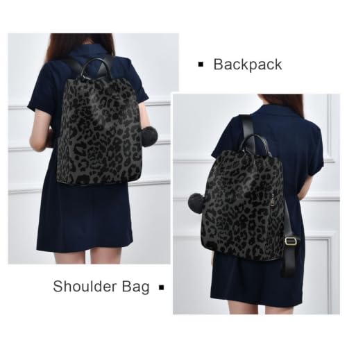 Image of ALAZA Grey Black Leopard Print Pattern Backpack Purse for Women Anti Theft Fashion Back Pack Shoulder Bag