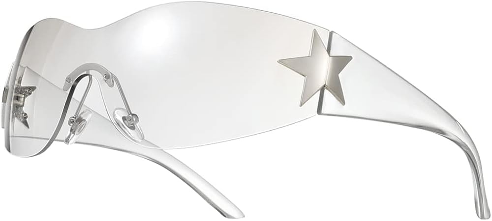 Yowivon Y2K Sunglasses Womens Trendy Sunglasses Fashion Wrap Around Sunglasses Retro Y2K Accessories Star Sunglasses