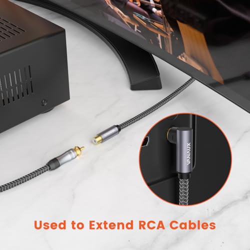Cable de subwoofer en ángulo recto RCA macho a hembra de alta fidelidad 2