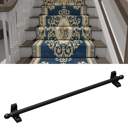 Tringle d'escalier laiton massif noir 91,4 cm, tige de couloir ovale tapis fixe