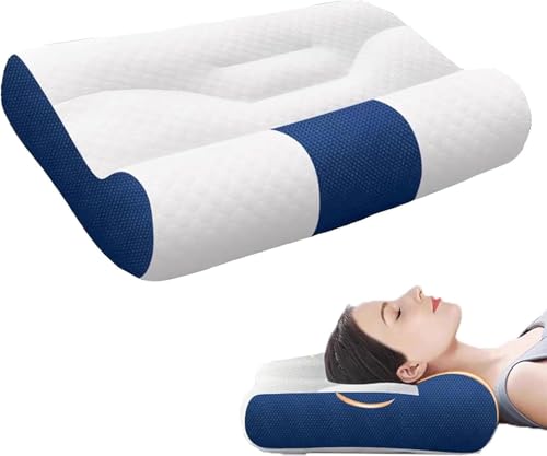 iacnait Pillow, Sleep Enhancing Cervical Support Comfort, Ergonomic, Neck Strain Relief, Neck for Sleeping (Blue,40x60cm)