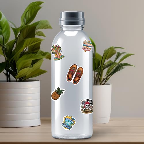 Image of Caribbean Paradise Travel Stickers 50 Pieces Vinyl Waterproof Decal for Laptop Water Bottle Phone Car Window Stakeboard Scrapbook Tropical Cruise Sticker Gifts