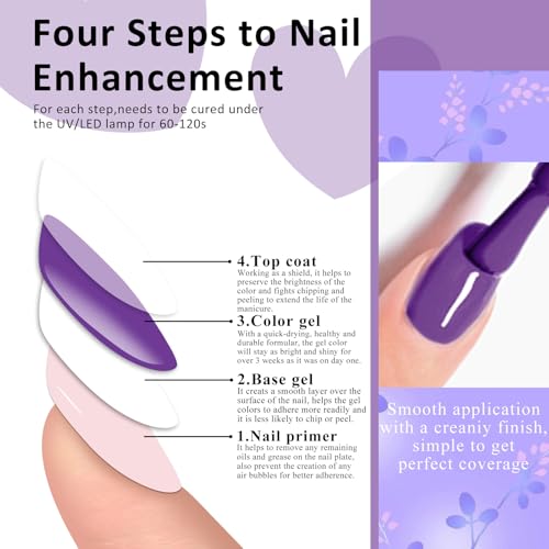 Set de esmaltes gel violeta pastel MEET ACROSS miniatura 7