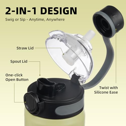 Image of Konokyo 24 oz Insulated Stainless Steel Water Bottle with Straw Lid