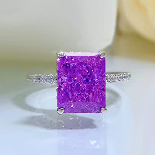 Anneaux de coupe en carbone pourpre 10 mm : bague argent 925 femmes bijoux