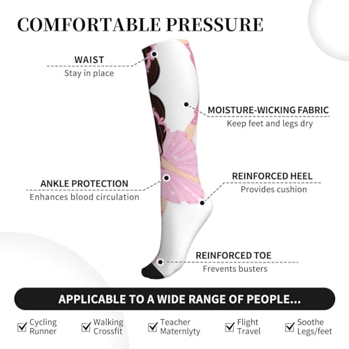 Little Ballerina Dancing Girl Compression Socks For Woman & Man 20-30mmhg Knee High Calves For Flying Running Nurses4