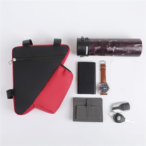 Bicycle Triangle Beam Bag Quick Release Mountain Bike Front Multi-Function Bag Cycling Equipment Accessories(Red)4