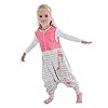 Michley Babyslaapzak met voeten, meisjes en jongens, slaapromper, voor vier seizoenen, roze, 5 – 6 jaar