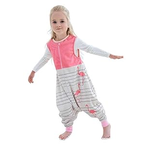 Michley Babyslaapzak met voeten, meisjes en jongens, slaapromper, voor vier seizoenen, roze, 5 – 6 jaar