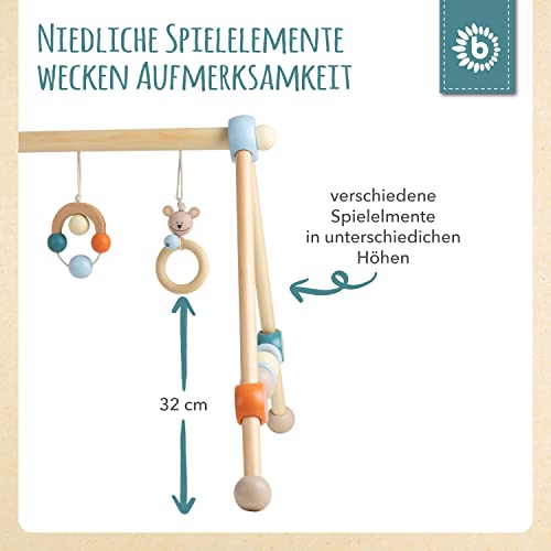 Bieco Spieltrapez | Spielbogen für Babys -Figuren, Rasseln, Kugeln | Spielebogen Holz Baby | Spieltrapez Baby Mobile Holz | Activity Center Baby Gym Spielzeug