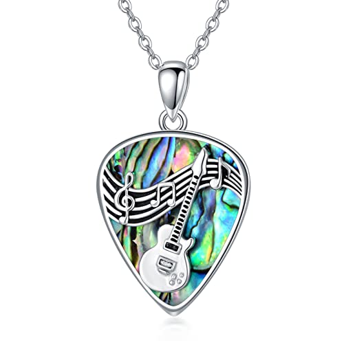 Guitar Pick Necklace Sterling Silver Guitar Plectrum Pendant Necklaces Jewelry Musical Guitarist Gifts for Women Men