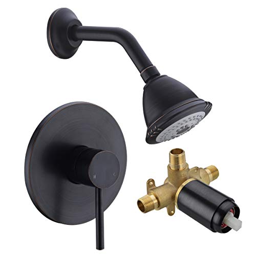 BESTILL Wall Mounted Shower Faucet Set, Included Shower Valve With Trim and Shower Head Kit, Oil Rubbed Bronze