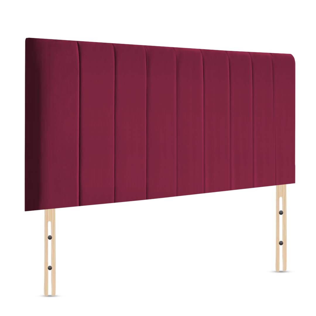 Elixir Furniture Portland Handmade Divan Bed Headboard | Plush Velvet Headboards 4ft6 Double Size Bed | Elegant design with wooden material headboards for beds (Burgundy, 4ft6 Double Height-24inch)