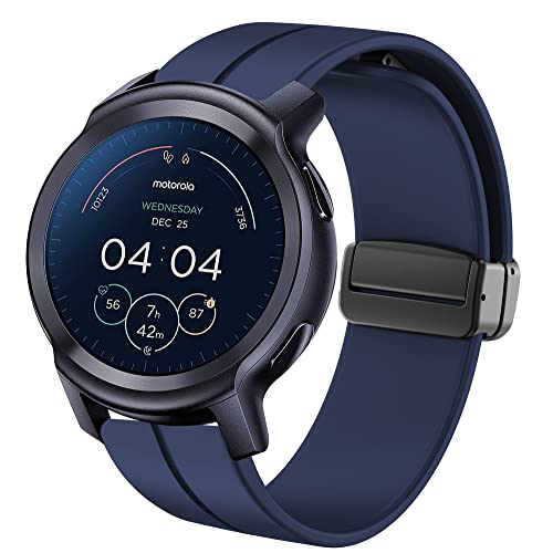 Compatible for Moto Watch 100 Band, Lamshaw Quick Release Soft Silicone Magnetic Buckle Sport Replacement Straps Compatible with Motorola Moto Watch 100 Smart Watch / Moto 360 3rd Gen 2020 / Moto