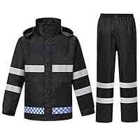 Btmpmcs Mens Waterproof Jacket/Trouser Rainsuit Outdoor Windproof Hooded Raincoat Ultra-Lite Protective Rainwear Reusable Rain Gear Duarable Work Wear with Safe Reflective Strip
