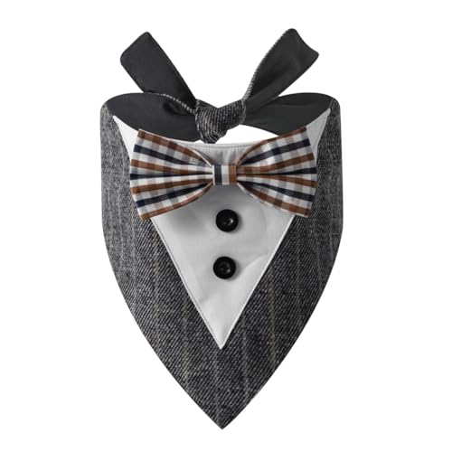 ZAMXHUG Bandana Formale per Smoking di Cani - Smoking per Cani da Bandana per moking di Cani, per Matrimoni, Compleanni, Matrimoni, collari con Papillon e Collare per Cani e Gatti, M