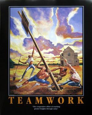 Ernie Barnes Teamwork Basketball Motivational Sports Poster 30 x 24 in.