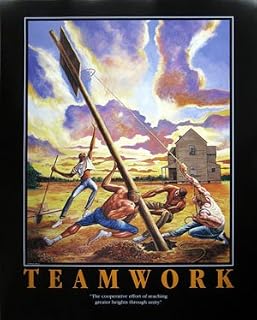 "Teamwork" Basketball Motivational Sports Poster by Ernie Barnes 30 x 24 in.