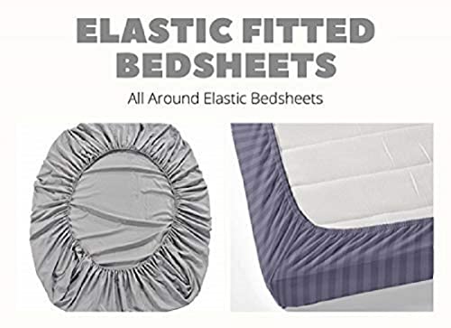 Image of Glace Cotton Printed King Size Double Bed Elastic Fitted Bedsheet with 2 Pillow Cover (Pink Fish DB)